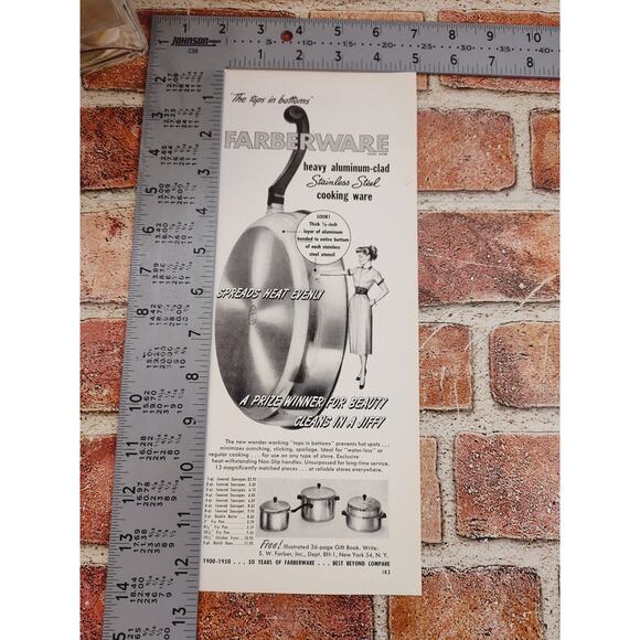 1950 Faberware Cookware "The Tops in Bottoms" Happy Housewife Vtg Print Ad - Picture 4 of 6